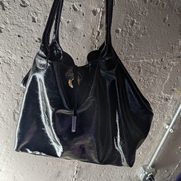 Innue Patent Leather Hobo Tote Shoulder Bag | Vintage Y2K - Picture 4 of 13